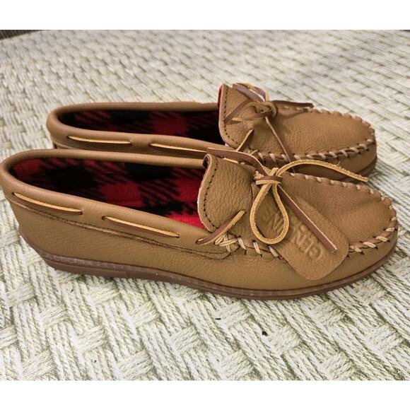 Minnetonka Men\'s Moosehide Leather Plaid Fleece Moccasin Size US 10 3950 main image 7